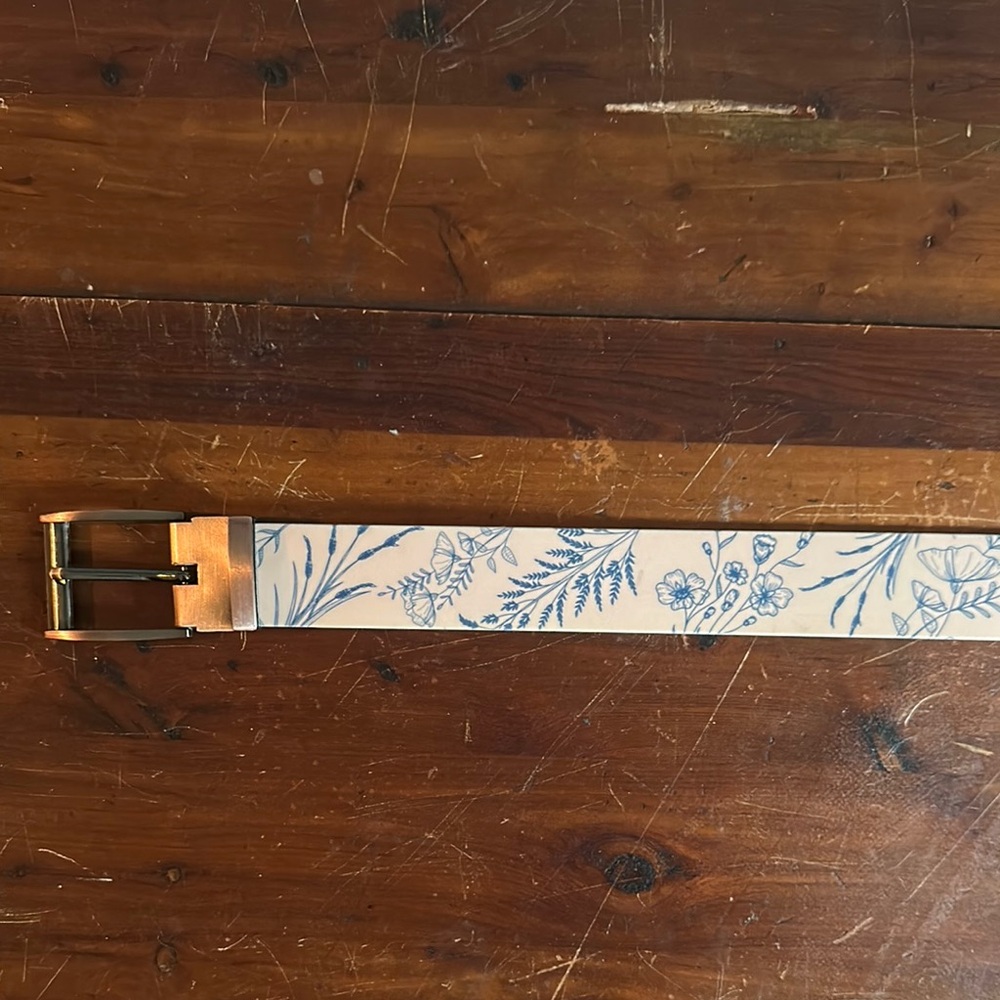 C4 Belt Floral Patterned with Gold Buckle